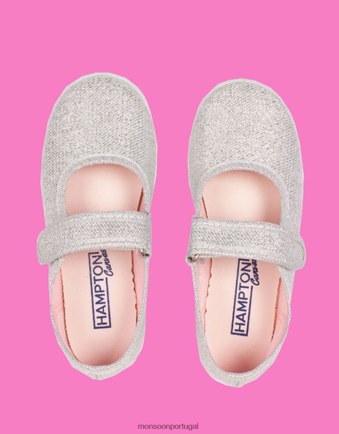 calçados hampton lona martha plimsolls prata Monsoon crianças prata RPLH8F2810