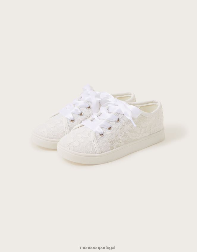 calçados tênis de renda para noiva Monsoon garota marfim RPLH8F1889