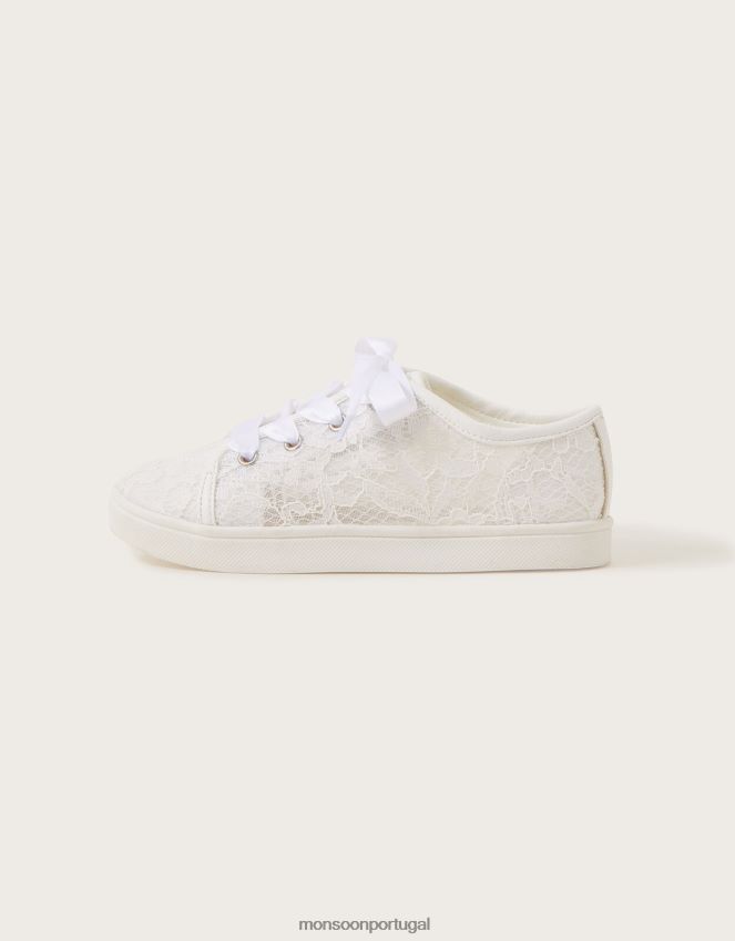 calçados tênis de renda para noiva Monsoon garota marfim RPLH8F1889