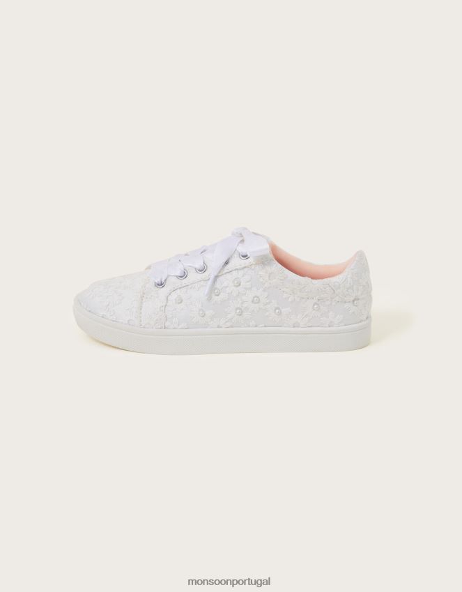 calçados tênis perolados para noivas Monsoon garota marfim RPLH8F2763