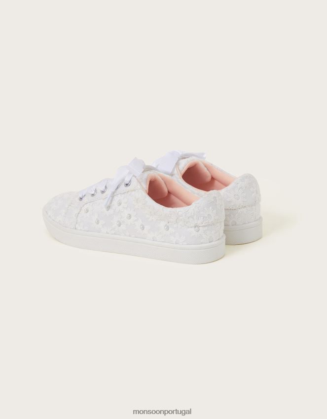 calçados tênis perolados para noivas Monsoon garota marfim RPLH8F2763