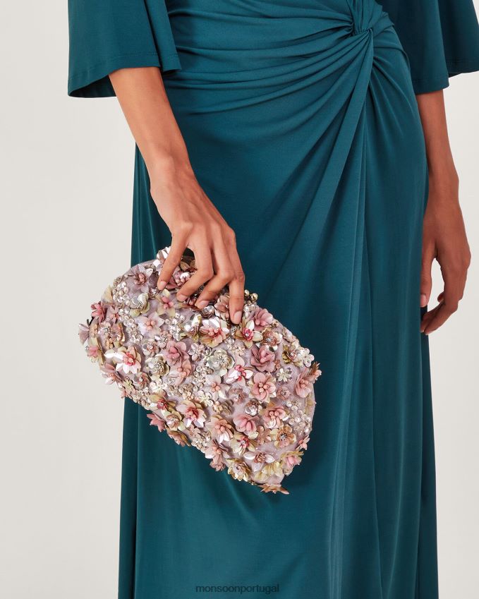 acessório bolsa clutch com contas florais Monsoon mulheres moda RPLH8F1187