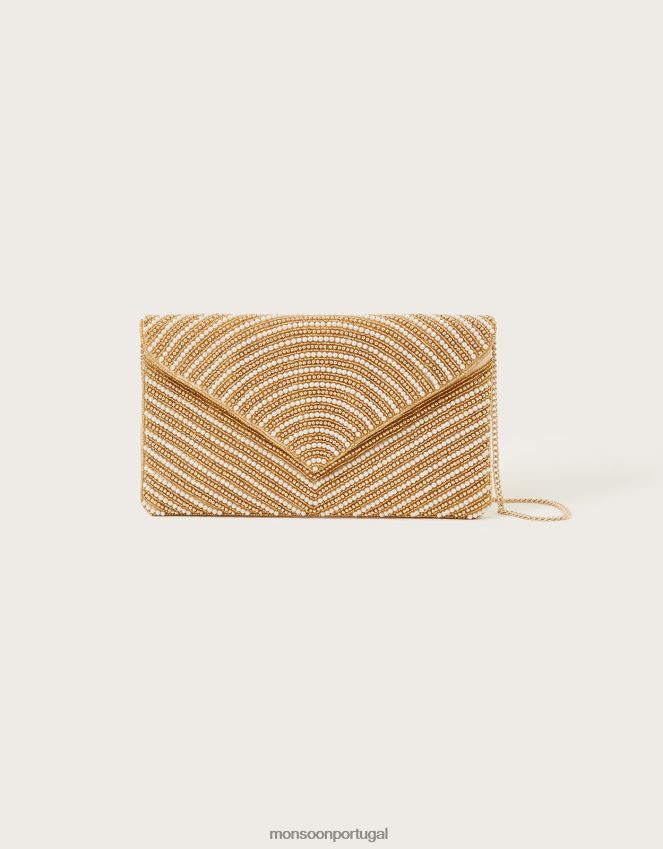acessório bolsa clutch envelope com pérolas e miçangas Monsoon mulheres à moda RPLH8F1222