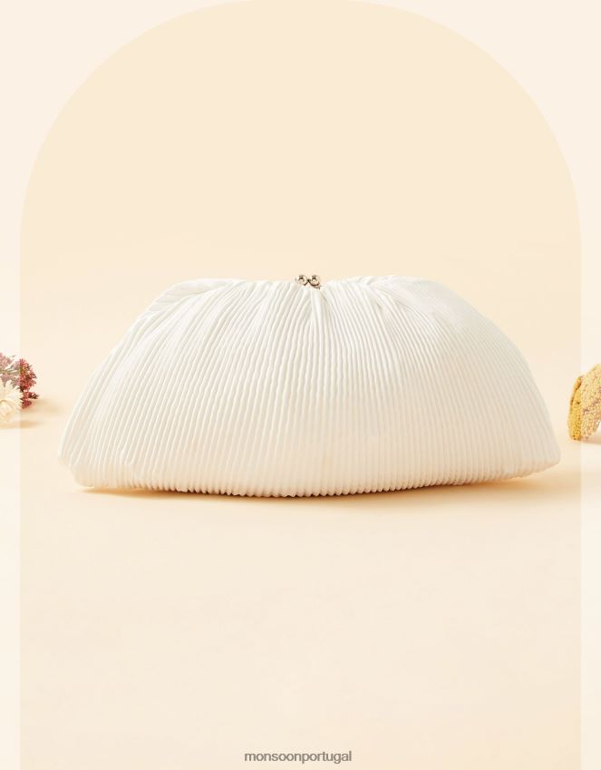 acessório bolsa clutch para noiva com franzido Monsoon mulheres à moda RPLH8F1440