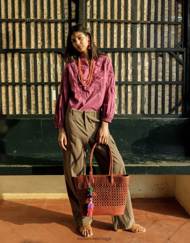 acessório bolsa de couro tecido Monsoon mulheres moda RPLH8F1458