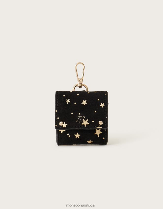 acessório capa de orelha em camurça com estampa de folha de estrela Monsoon mulheres à moda RPLH8F1313