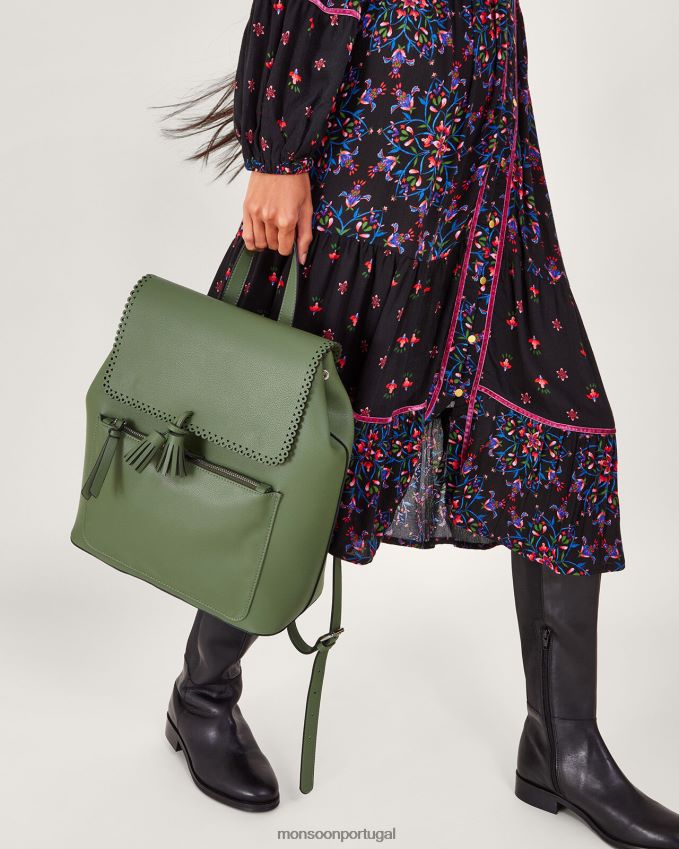 acessório mochila borla Monsoon mulheres verde RPLH8F1218