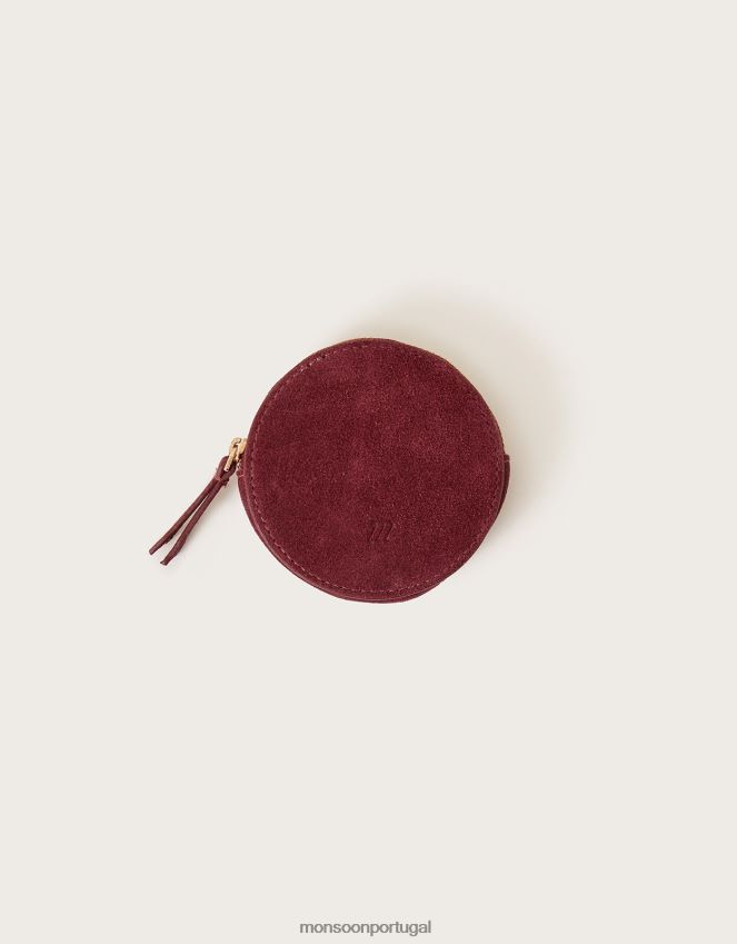 acessório porta-moedas redondo em camurça Monsoon mulheres moda RPLH8F1325