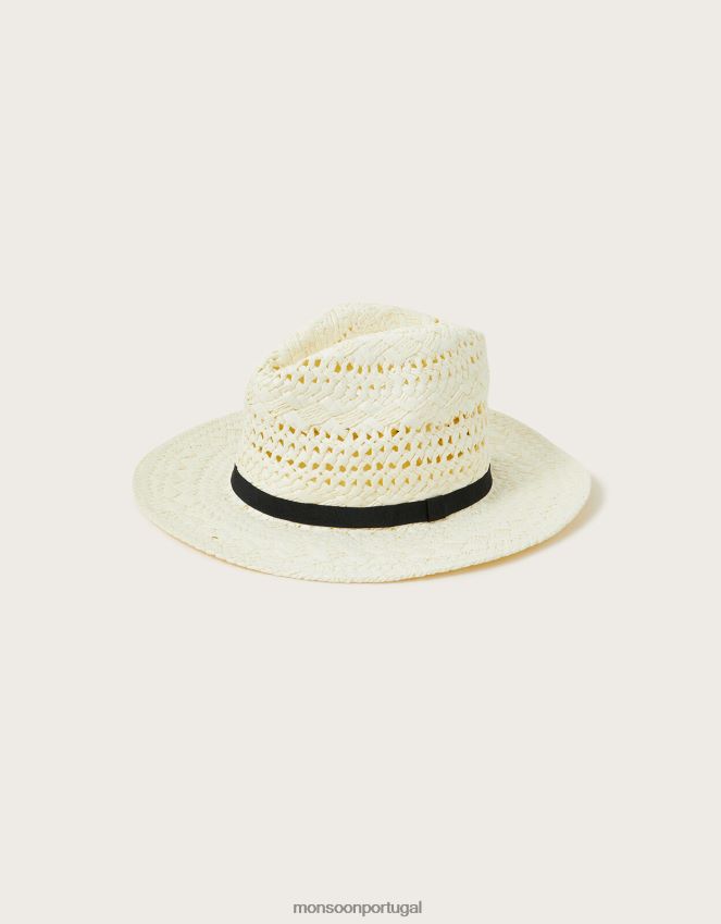 acessório chapéu fedora com acabamento em fita Monsoon mulheres moda RPLH8F1193