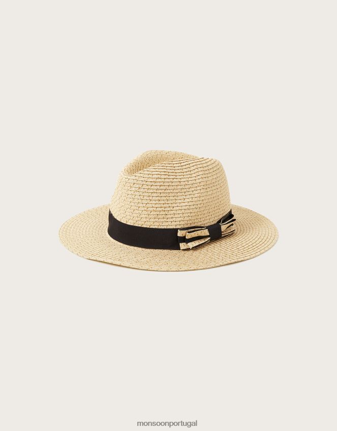 acessório chapéu fedora metálico com detalhe de laço Monsoon mulheres quente RPLH8F1219