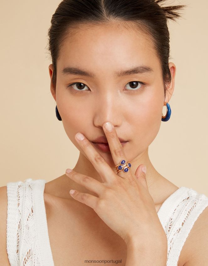 acessório anel de pedra grosso Monsoon mulheres ouro RPLH8F1427