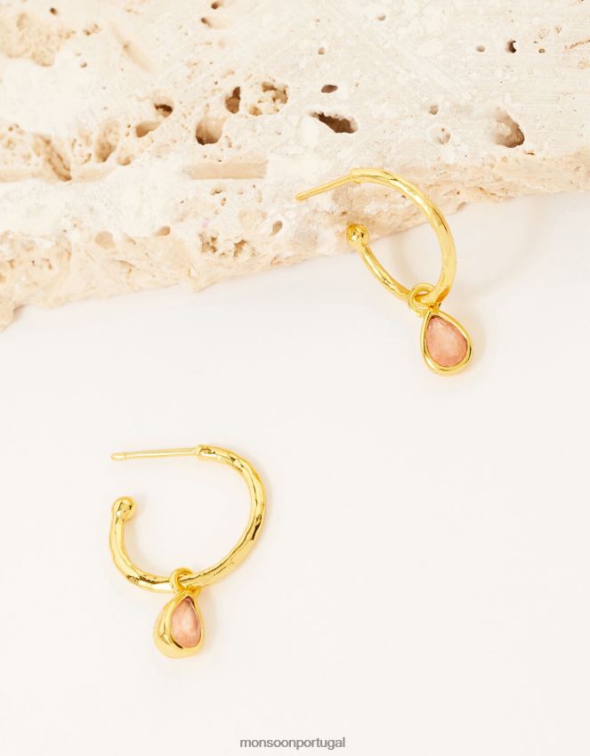 acessório argolas de pedras folheadas a ouro Monsoon mulheres gracioso RPLH8F1453