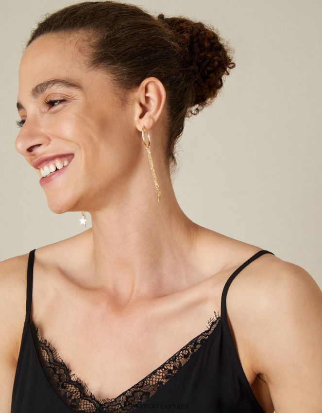 acessório brincos de argola com borla estrela Monsoon mulheres à moda RPLH8F1441