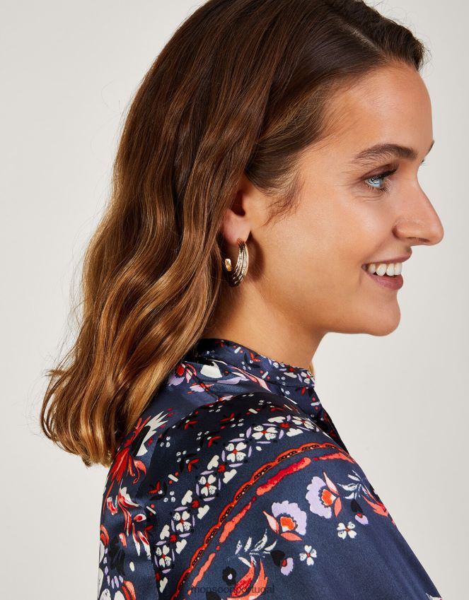 acessório brincos de argola grossos texturizados Monsoon mulheres quente RPLH8F1368