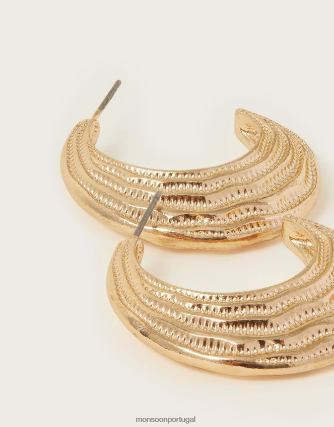 acessório brincos de argola grossos texturizados Monsoon mulheres quente RPLH8F1368