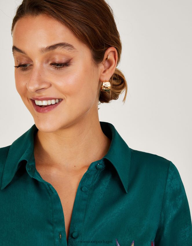 acessório brincos de argola pequenos e grossos Monsoon mulheres ouro RPLH8F1392