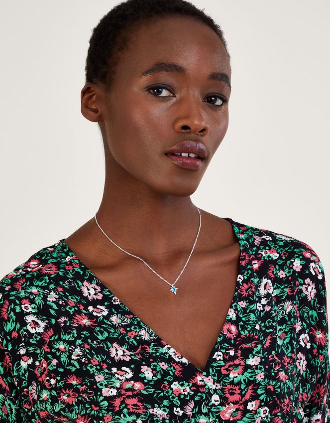 acessório colar delicado de estrela em prata esterlina Monsoon mulheres à moda RPLH8F1311