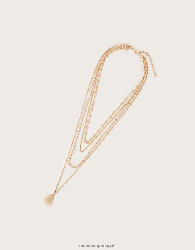 acessório colar em camadas de pérolas e pingente Monsoon mulheres à moda RPLH8F1349