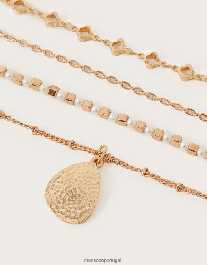 acessório colar em camadas de pérolas e pingente Monsoon mulheres à moda RPLH8F1349