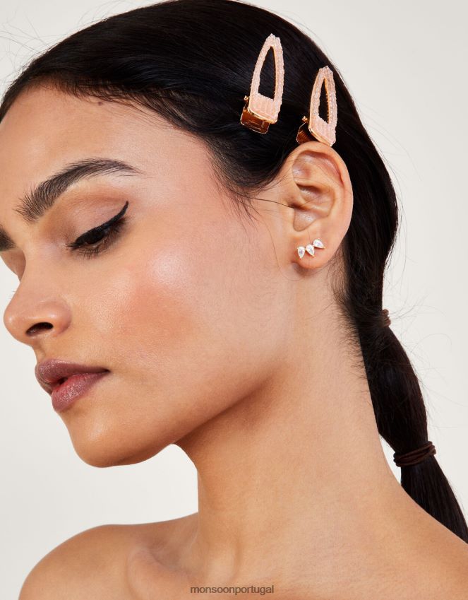 acessório conjunto de dois clipes de gemas Monsoon mulheres rosa RPLH8F1277