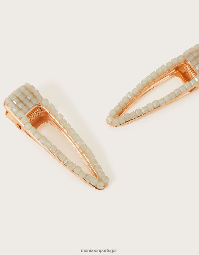 acessório conjunto de dois clipes de gemas Monsoon mulheres verde (sálvia) RPLH8F1282