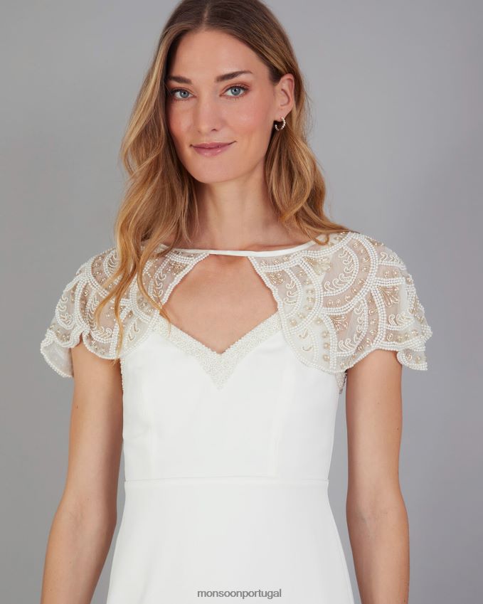 acessório capa de ombro de noiva embelezada Monsoon mulheres marfim RPLH8F1287