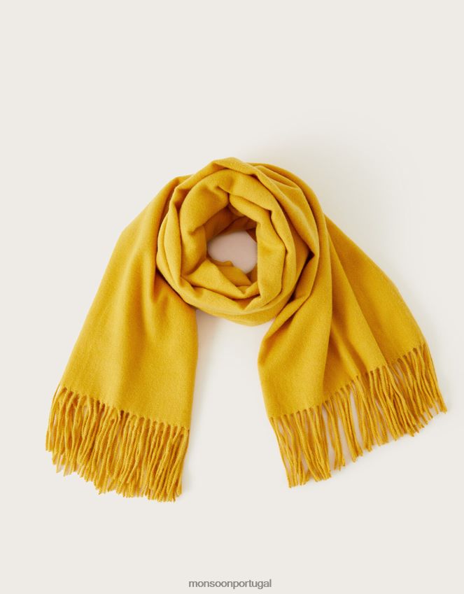 acessório lenço de peso médio Monsoon mulheres amarelo RPLH8F1330