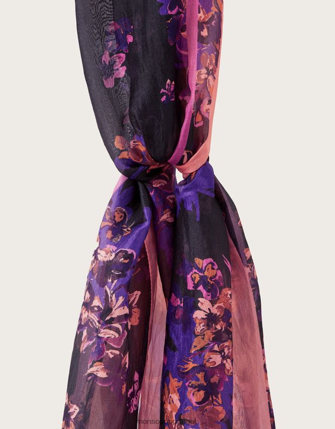 acessório lenço de seda com borda kiera Monsoon mulheres quente RPLH8F1246