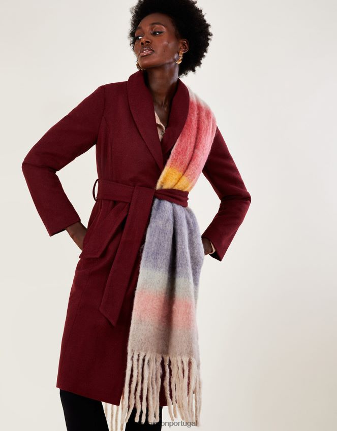 acessório lenço listrado com borla em poliéster reciclado Monsoon mulheres gracioso RPLH8F1405