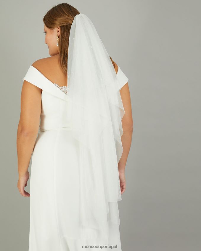 acessório véu embelezado com flor de pérola Monsoon mulheres à moda RPLH8F1296