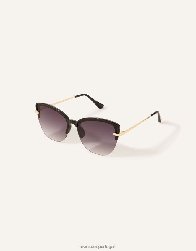 acessório óculos de sol cateye com acabamento em metal sem aro Monsoon mulheres à moda RPLH8F1428