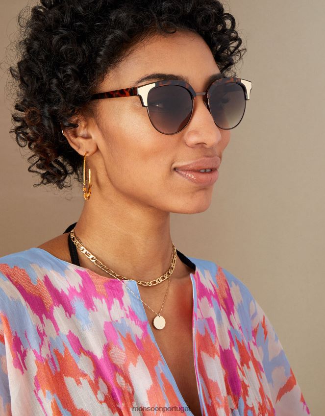 acessório óculos de sol clubmaster marrom Monsoon mulheres marrom RPLH8F2782