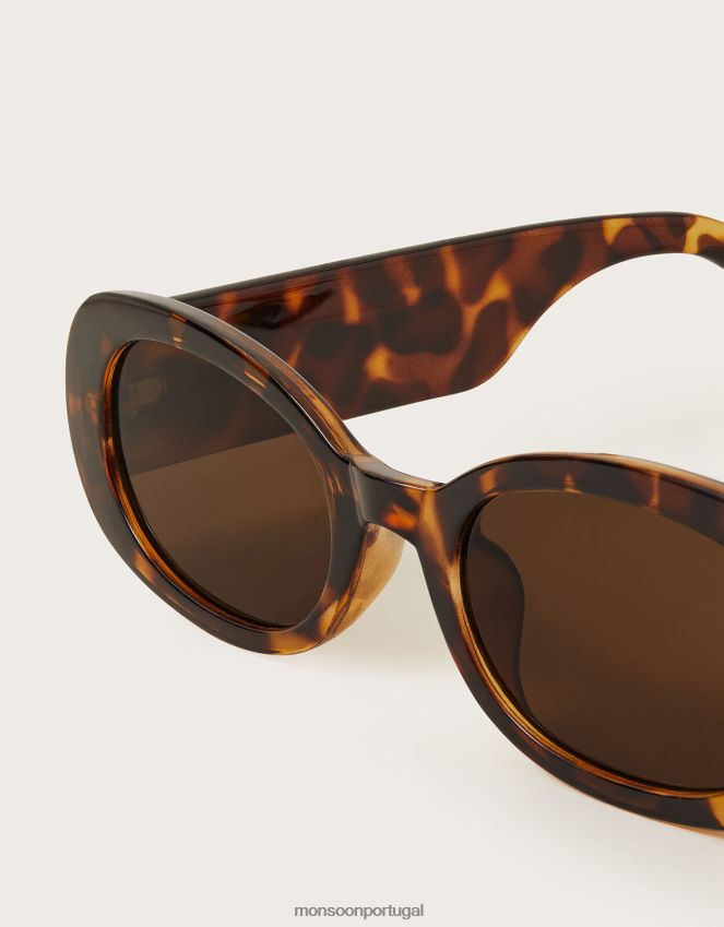 acessório óculos de sol retangulares grossos com estampa de tartaruga Monsoon mulheres moda RPLH8F1236