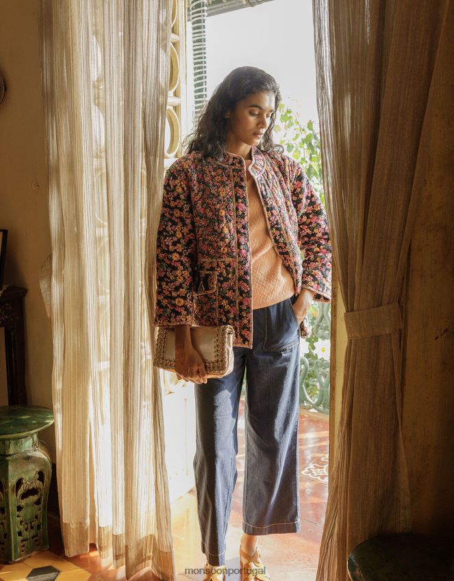 roupas Calça jeans Harper Crop com perna larga e comprimento normal Monsoon mulheres azul (índigo) RPLH8F502