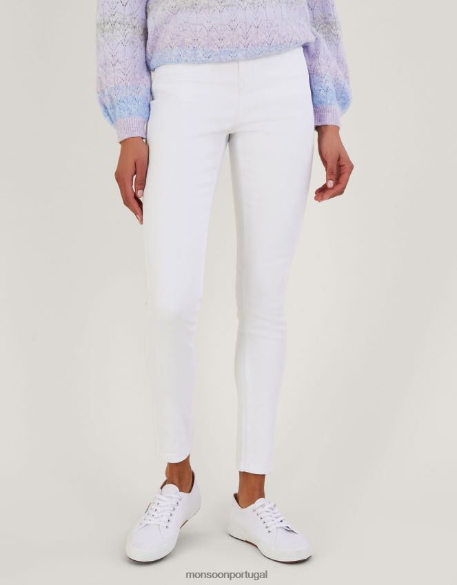 roupas Calça jeans skinny iris de comprimento regular com algodão sustentável Monsoon mulheres branco RPLH8F595