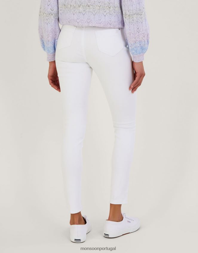 roupas Calça jeans skinny iris de comprimento regular com algodão sustentável Monsoon mulheres branco RPLH8F595