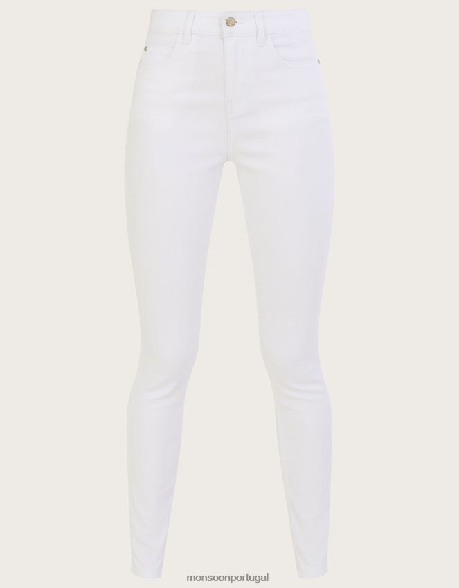 roupas Calça jeans skinny iris de comprimento regular com algodão sustentável Monsoon mulheres branco RPLH8F595
