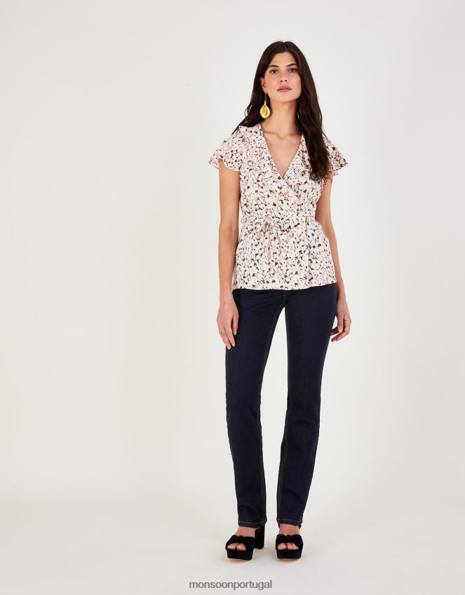 roupas bella jeans reto com algodão sustentável Monsoon mulheres azul (índigo) RPLH8F618