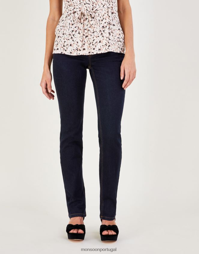 roupas bella jeans reto com algodão sustentável Monsoon mulheres azul (índigo) RPLH8F618