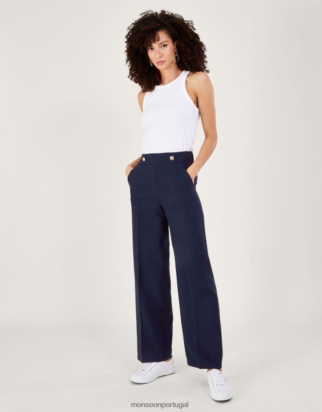roupas calça com detalhe militar bridget Monsoon mulheres azul-marinho) RPLH8F187