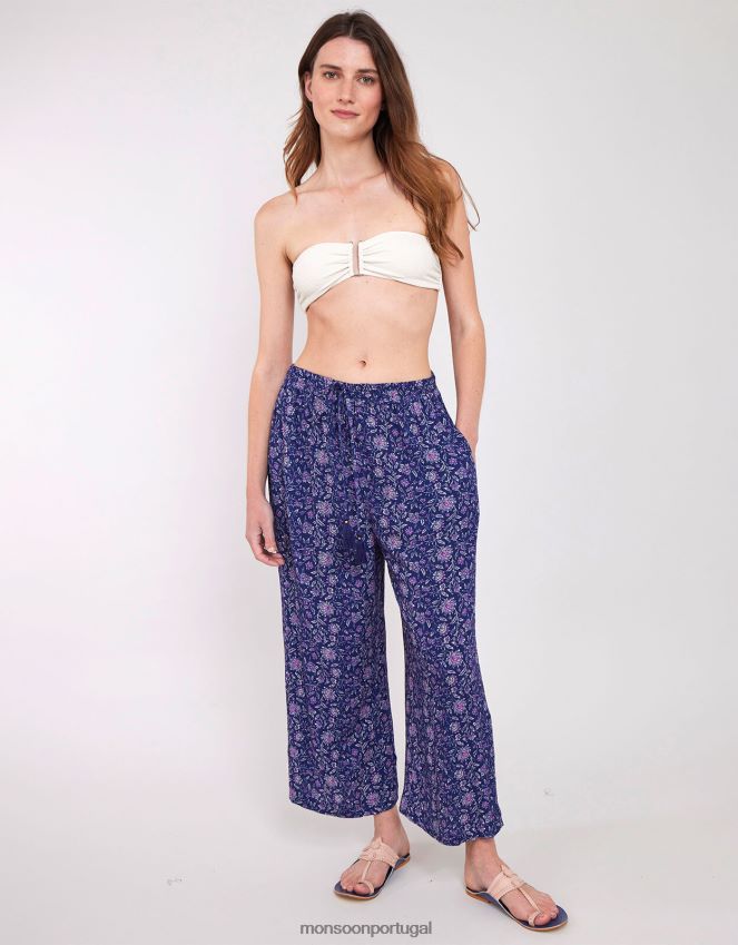 roupas calça crinkle east alice Monsoon mulheres azul-marinho) RPLH8F612