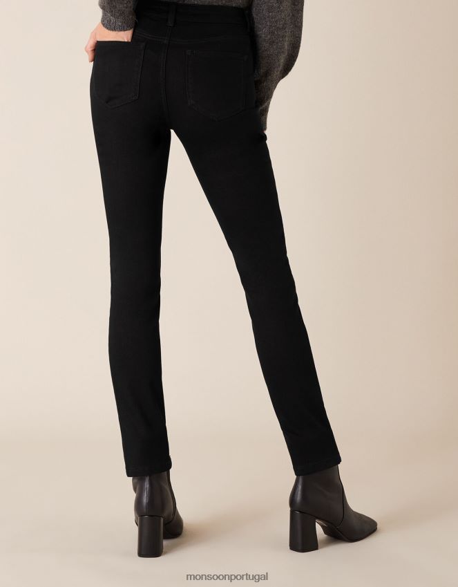 roupas calça jeans azura premium Monsoon mulheres preto RPLH8F1167