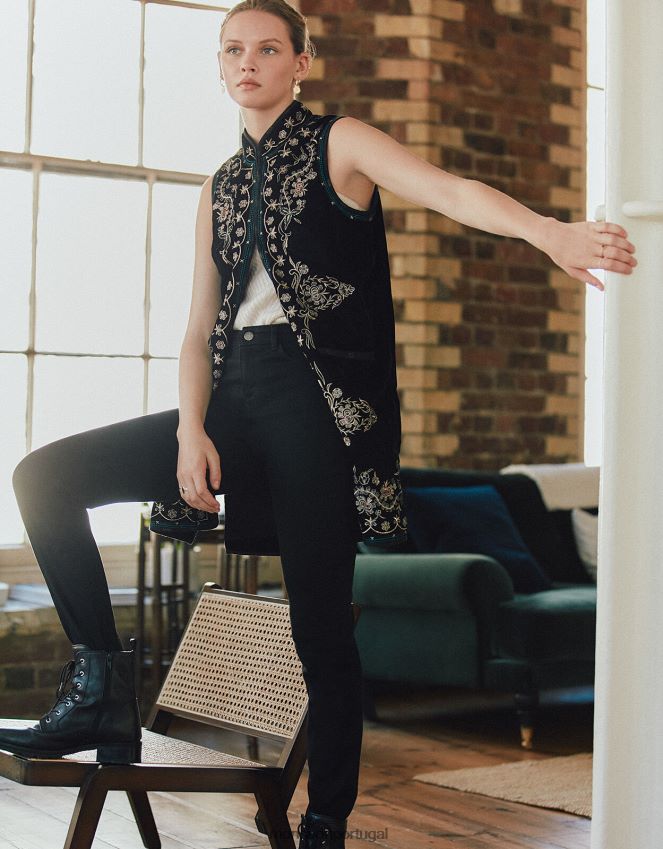 roupas calça jeans carla premium Monsoon mulheres preto RPLH8F839