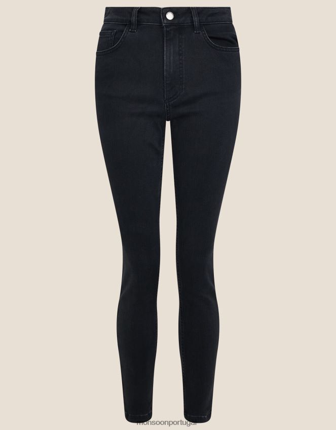 roupas calça jeans carla premium Monsoon mulheres preto RPLH8F839