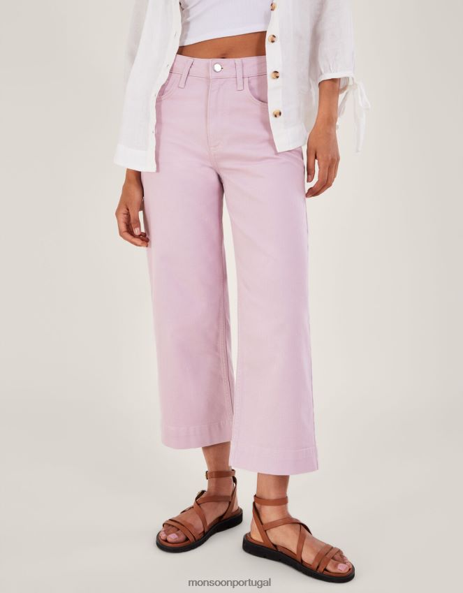 roupas calça jeans cropped com perna larga Monsoon mulheres roxo (lilás) RPLH8F635
