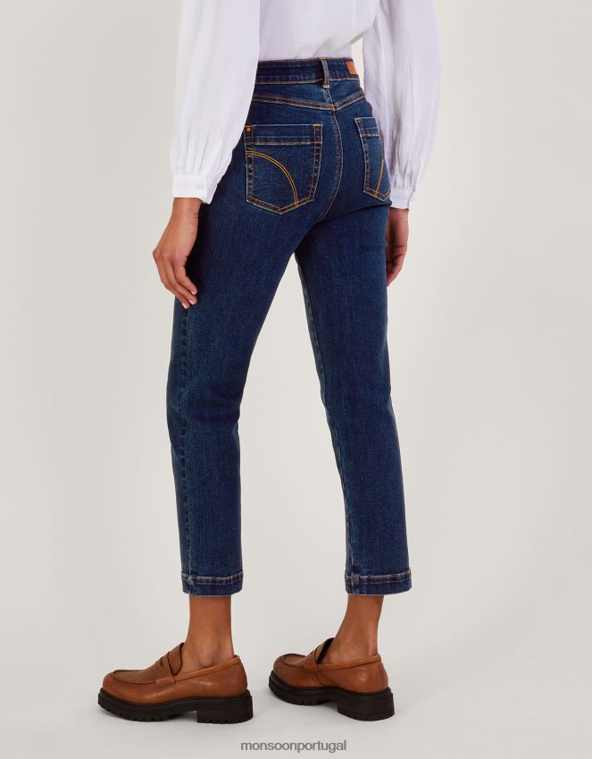 roupas calça jeans cropped safaia com algodão sustentável Monsoon mulheres azul (azul jeans) RPLH8F939