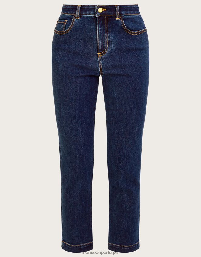 roupas calça jeans cropped safaia com algodão sustentável Monsoon mulheres azul (azul jeans) RPLH8F939