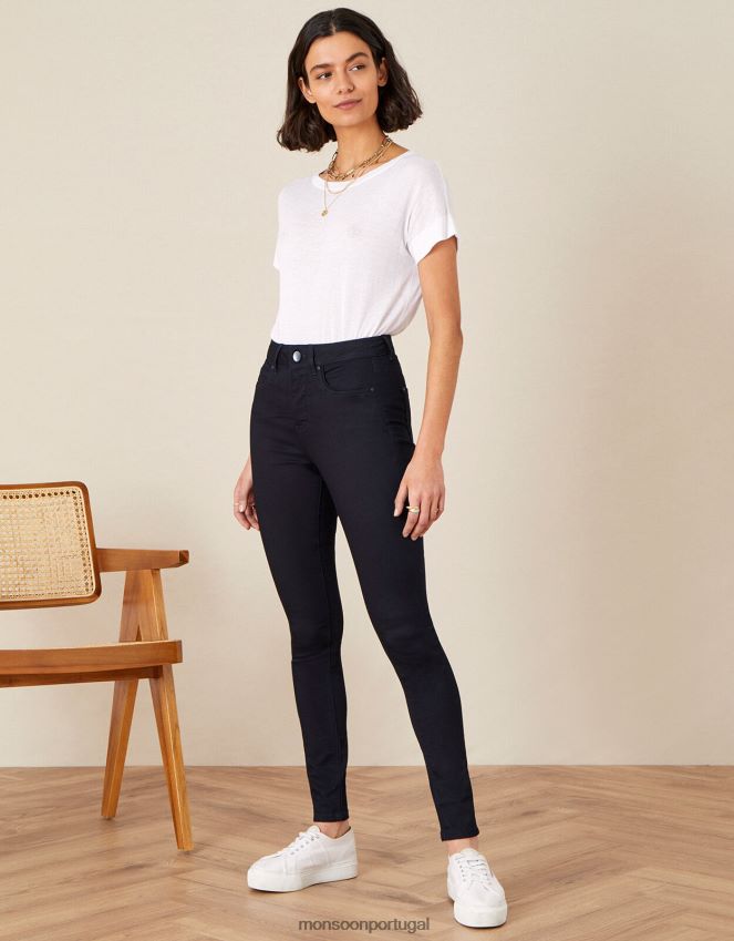 roupas calça jeans curta nadine com algodão orgânico Monsoon mulheres azul (índigo) RPLH8F1178
