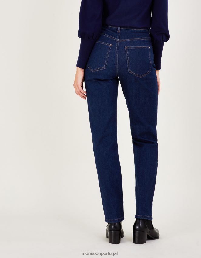 roupas calça jeans reta cintura alta Monsoon mulheres azul (índigo) RPLH8F713