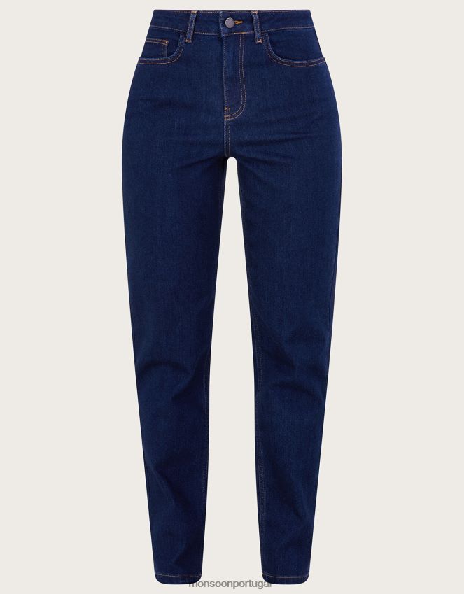 roupas calça jeans reta cintura alta Monsoon mulheres azul (índigo) RPLH8F713